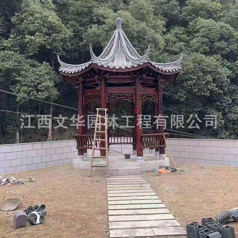 江西生产乡村建设953中式六角凉防腐古木建角亭庭院亭子新六中亭