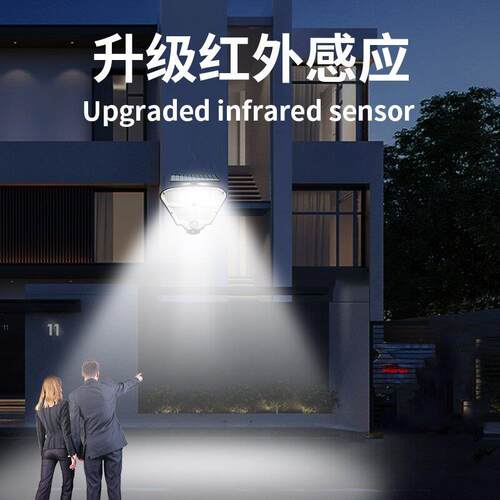 跨境新款太阳能仿真火焰壁灯人体感应户外防水火焰氛围灯庭院灯