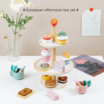 Wooden Pretend Play Kitchen Toys Coffee Machine Tea Set Toy