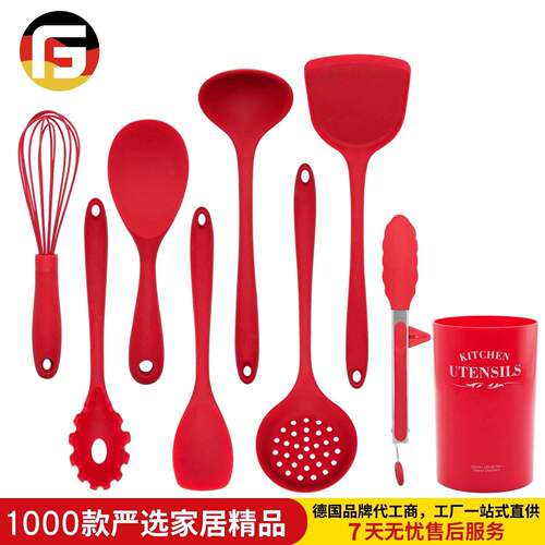 19pcs Silicone Cooking Utensil Set Kitchen Utensils Red Non