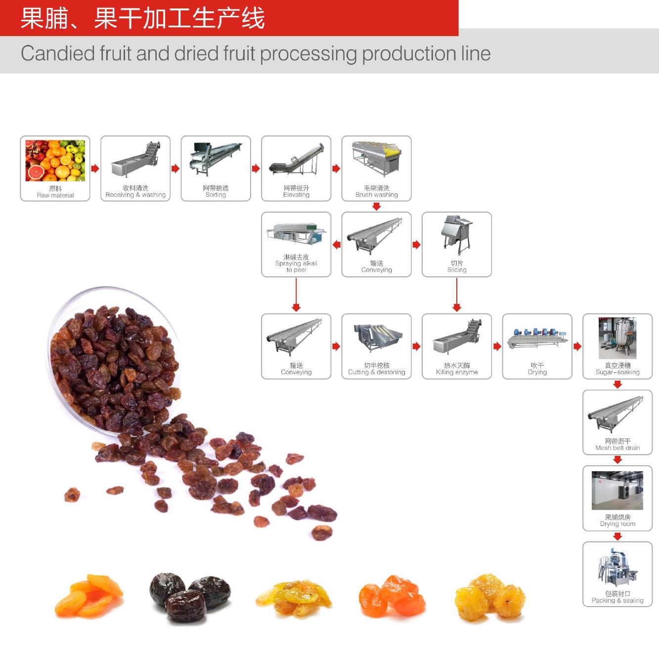 果脯果干加工成套机器设备 清洗浸糖烘干机器 水果干流水线设备