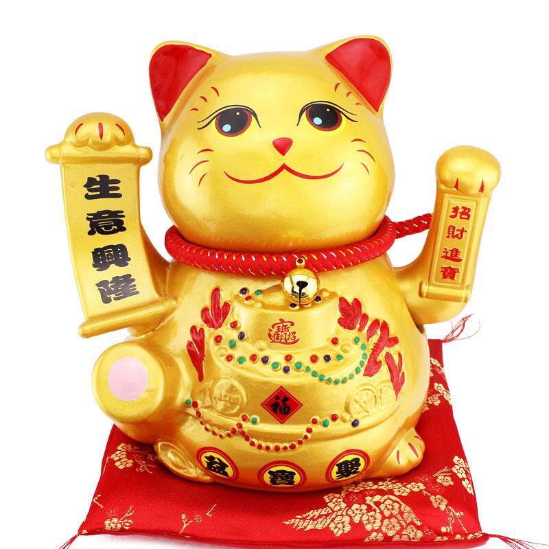创意生日乔迁礼物家用店铺陶瓷招财猫电动摇手客厅摆件家居装饰品