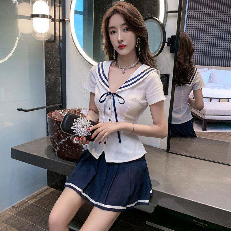 足浴技师工作服性感学院风制服裙子套装女沐足店按摩养生足疗工衣