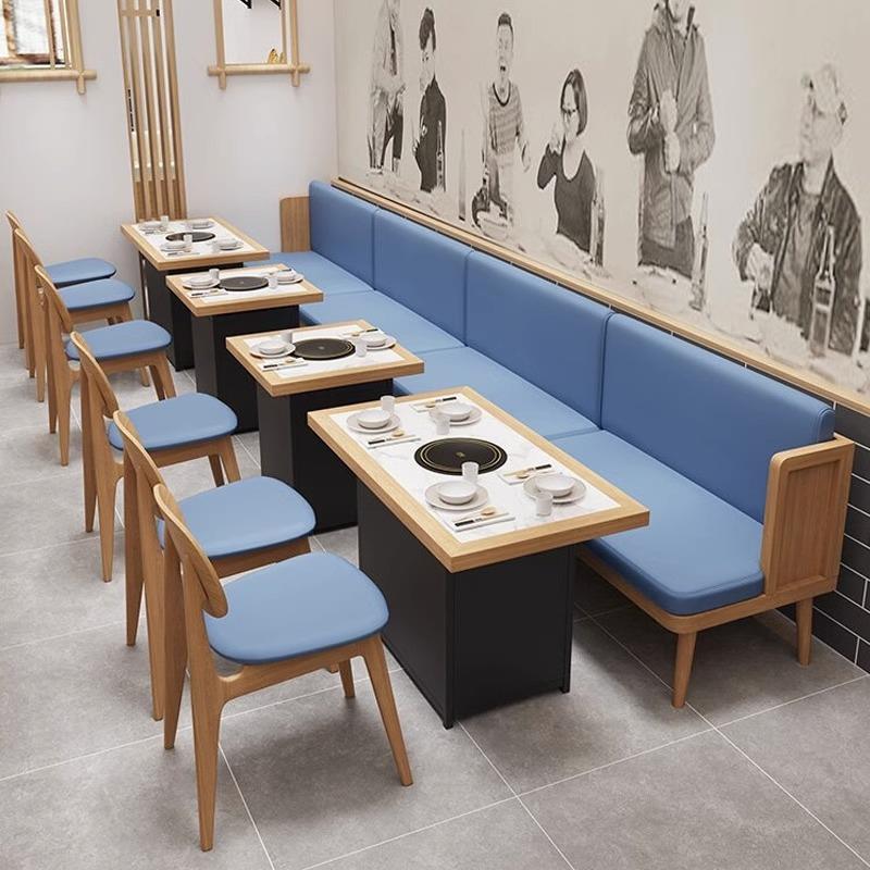 中式主题餐厅靠墙卡座沙发烧烤快餐店实木奶茶咖啡厅桌椅组合商用