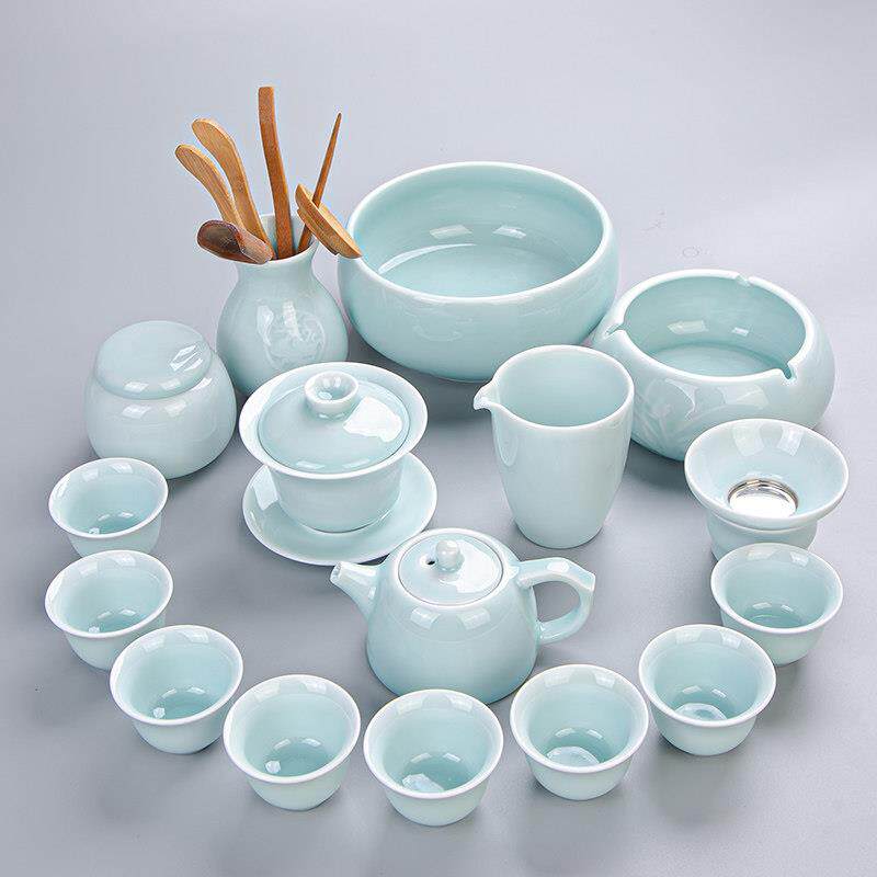 茶具套装家用整套功夫茶具茶杯青瓷简约泡茶茶具陶瓷盖碗茶壶