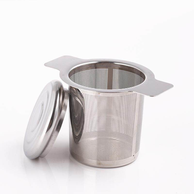 304不锈钢茶漏带盖过滤网格双耳茶漏咖啡漏泡茶器过滤器有柄网漏