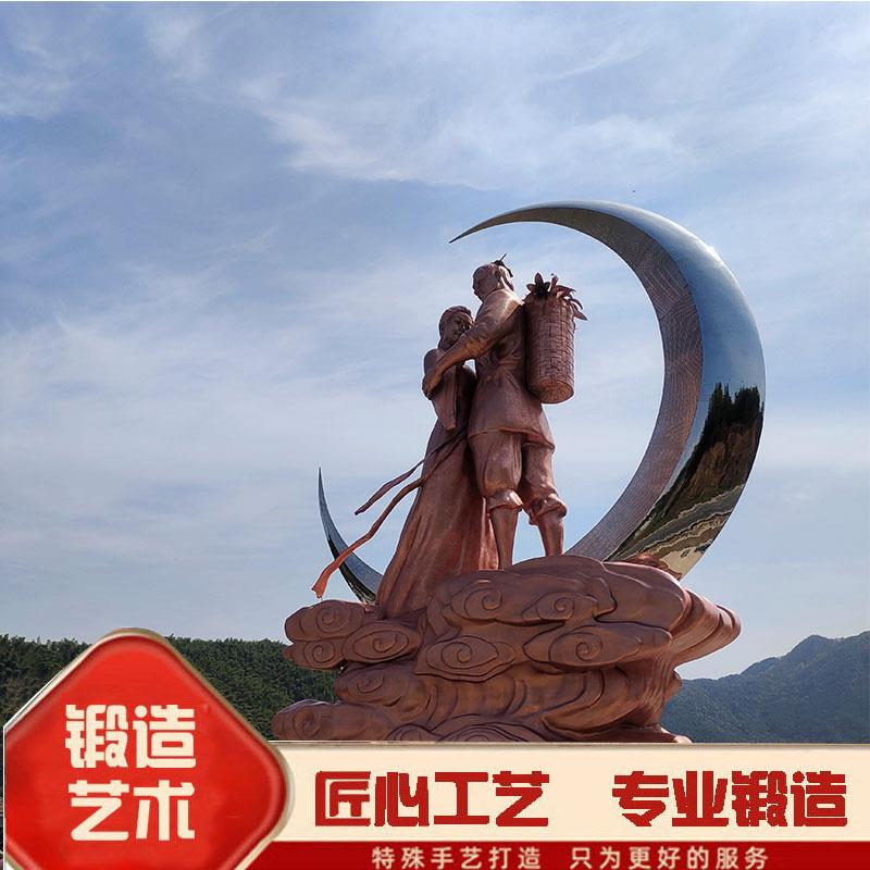 铜雕塑牛织造女郎铜景观雕塑130紫铜锻造浮雕材料手工锻龙