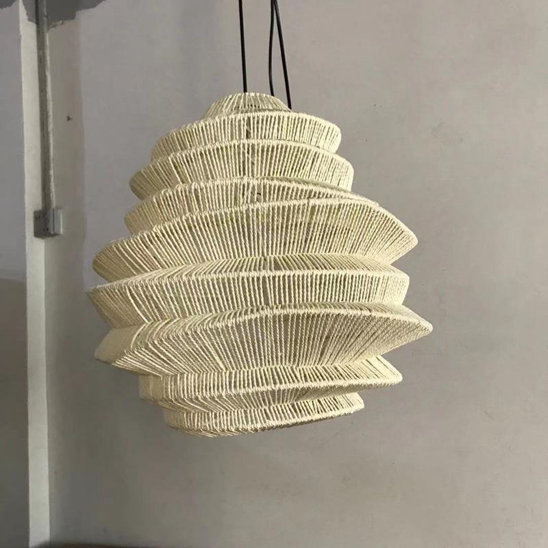 田园客厅饭店阳台日式灯笼榻榻米灯具藤艺竹艺布艺麻绳编织吊灯