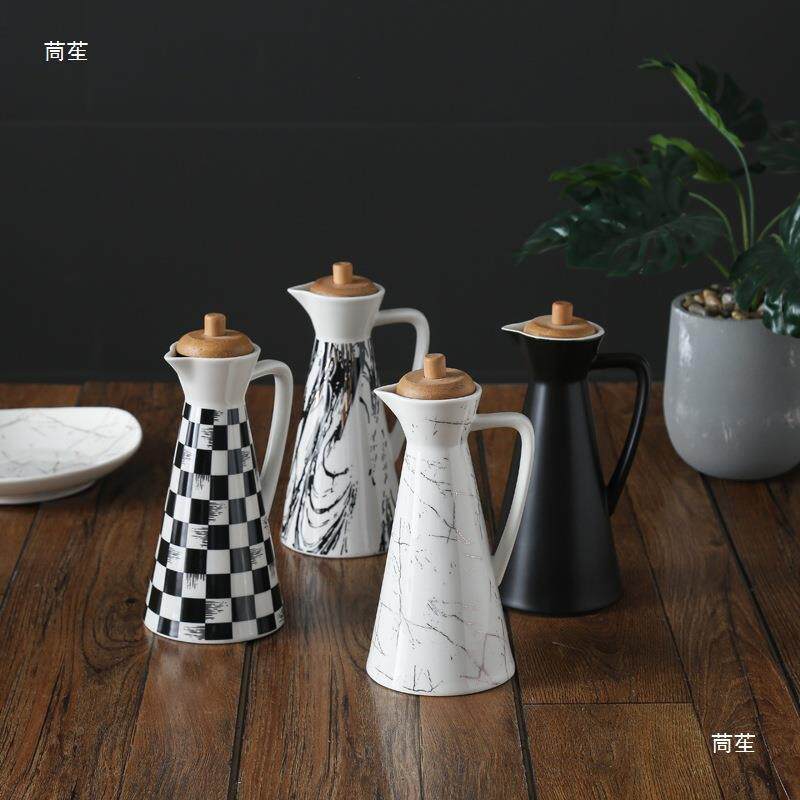 陶瓷油壶密封酱油醋瓶酒壶厨房用储物瓶大容量一斤两斤