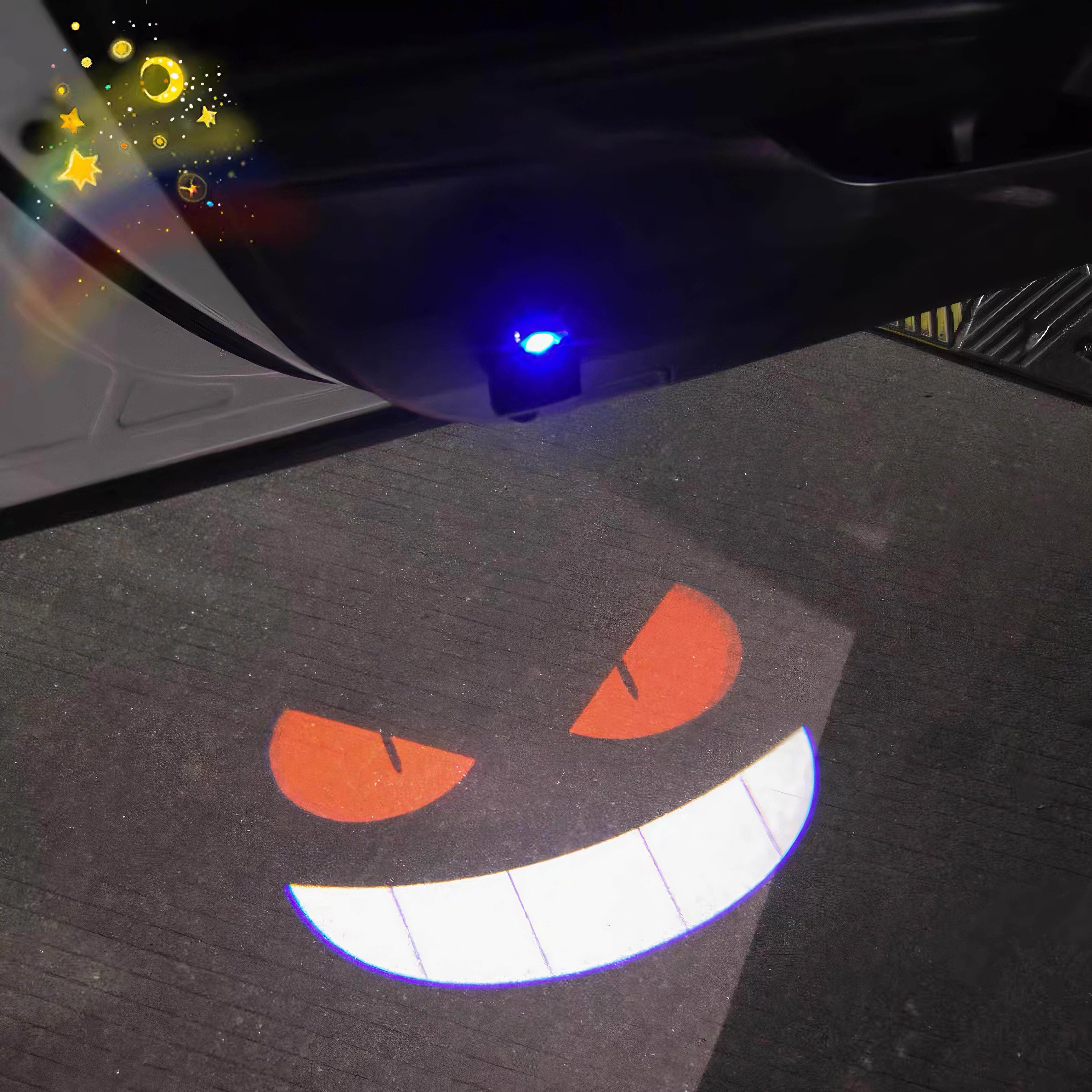 恶魔之眼车门迎宾灯充电款万圣节小恶魔汽车开车门投影照地感应灯