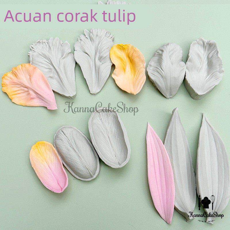 郁金香花翻糖硅胶模具超轻粘土花卉制作硅胶模具双片夹模立体花瓣