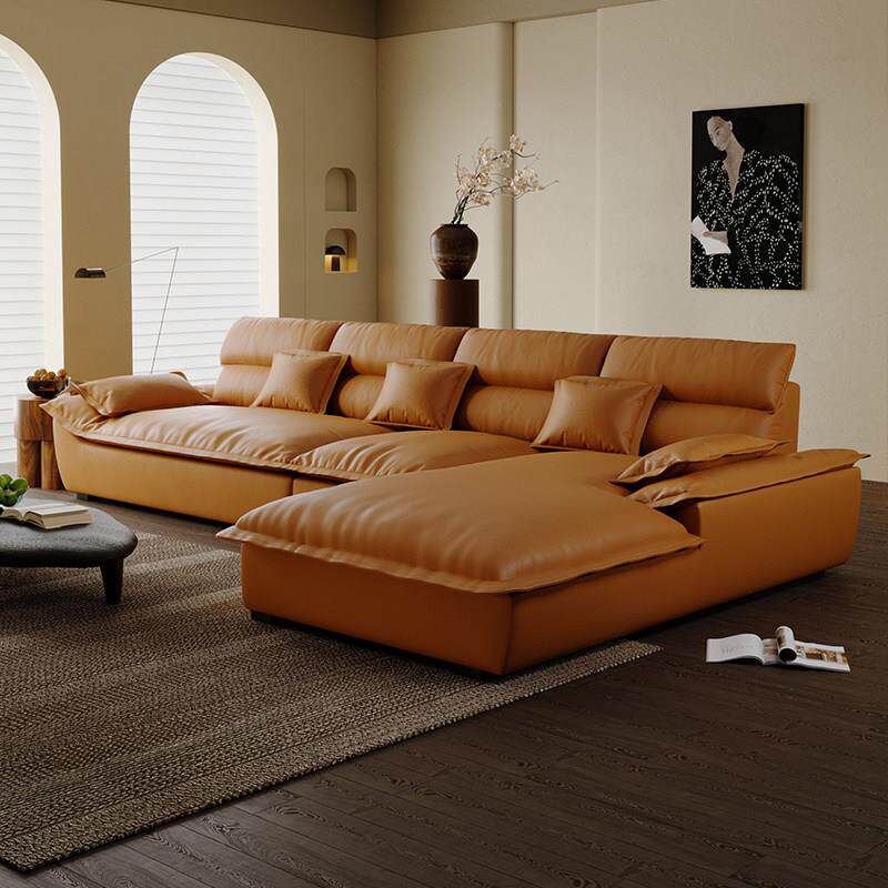 政府补贴华瑞娜意式极简猫抓皮大坐深帆船贵妃沙发客厅转角位沙发