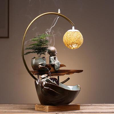 流水摆招财车喷泉客厅桌意GDG面办公室循水环陶瓷创件禅意开业礼