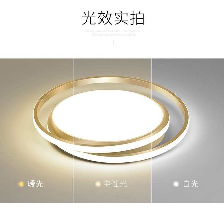卧室灯 北欧简约现代金色大气浪漫网红房间灯具圆形轻奢led吸顶灯