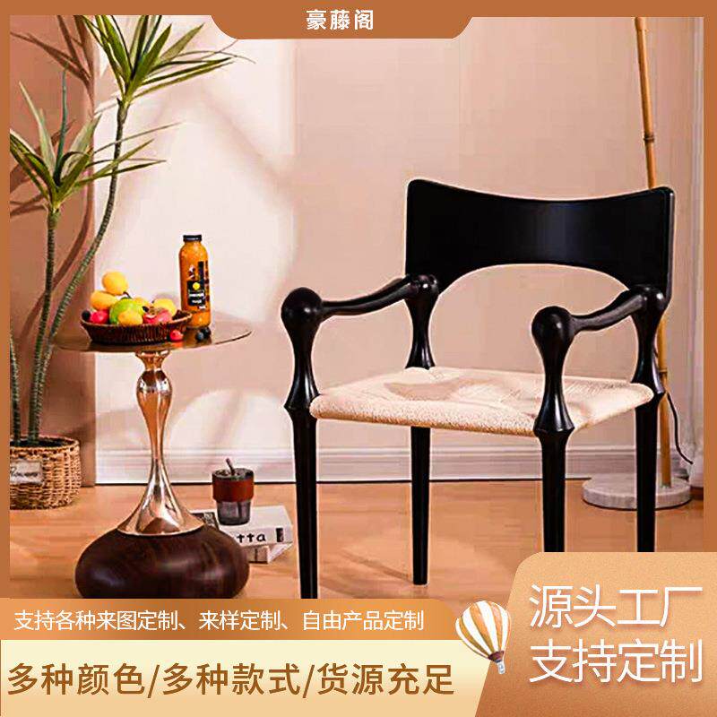 中古单人椅复古实木餐椅高靠背艺术单人椅酒店民宿复古法式单人椅