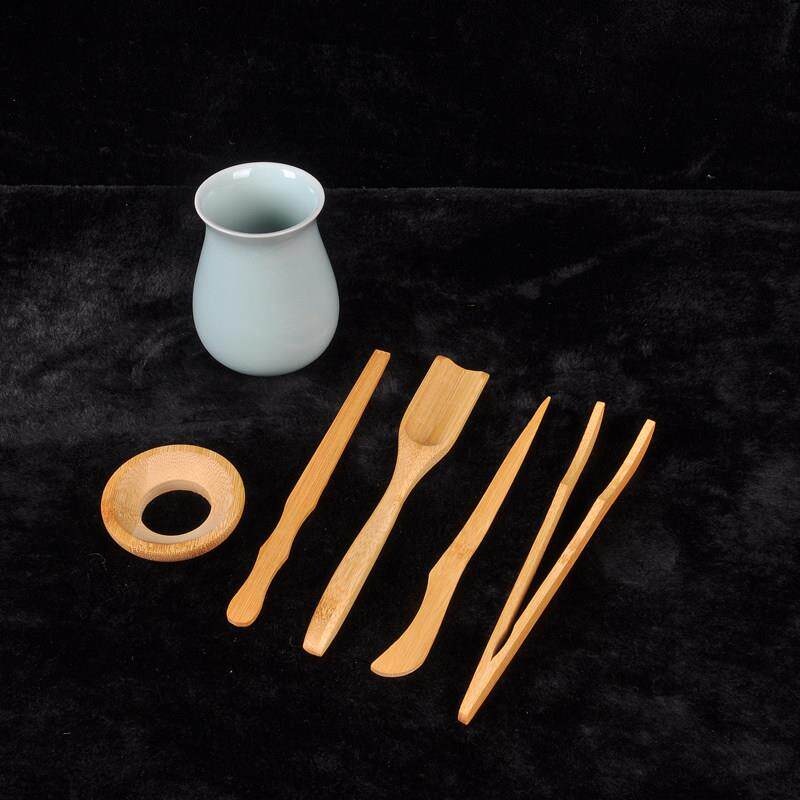 藏瓷阁 青瓷六君子茶具茶道配件功夫茶具茶桶竹茶夹竹制镊子茶则
