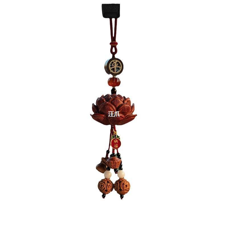 新款桃木平安莲花意饰挂件国风高513档吊饰2025创汽车车内入出车