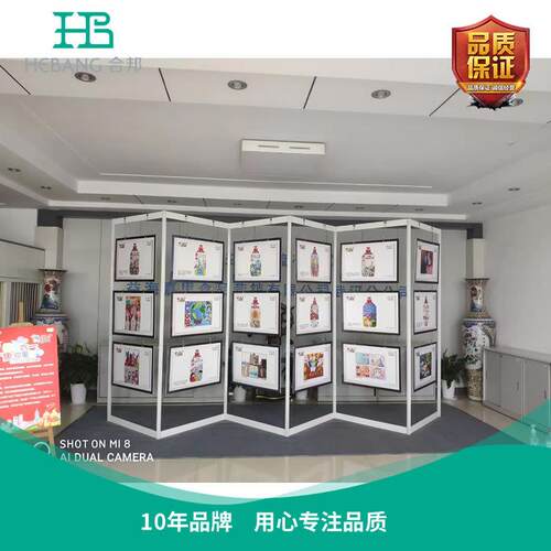 佛山厂家直供可移动展架展板挂绳展架八棱柱书画展板黑色展览展架
