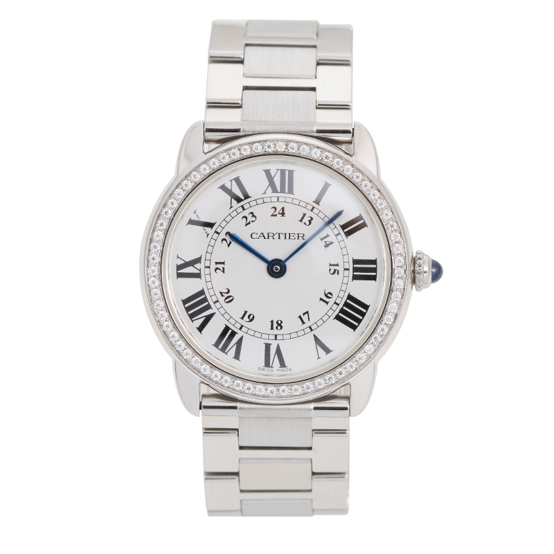98新 卡地亚女表Cartier伦敦SOLO系列W6701004后镶钻石英手表女