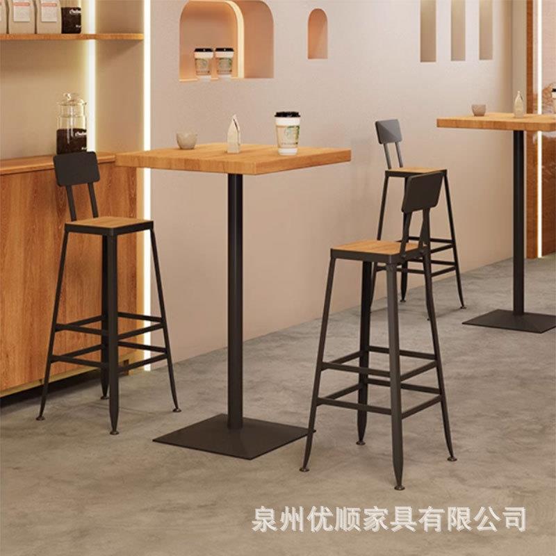 实木酒吧小方桌商用现代简约奶茶店咖啡厅酒店高脚桌家用吧台桌