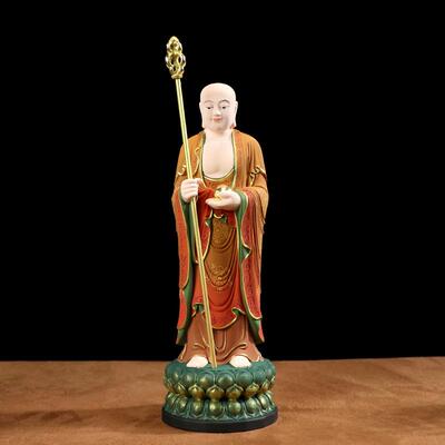高档饰黄杨木雕摆件地藏王菩萨家装饰雕客厅佛像木质刻木工居艺礼