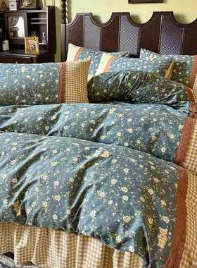 秋床冬季件纯棉床上套床裙款公主风全棉品田园四碎EX241205花被套