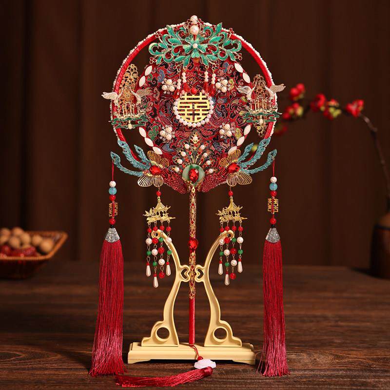 新娘婚礼喜扇中式婚纱礼服成品婚扇送闺蜜结婚汉服团扇新婚礼物扇