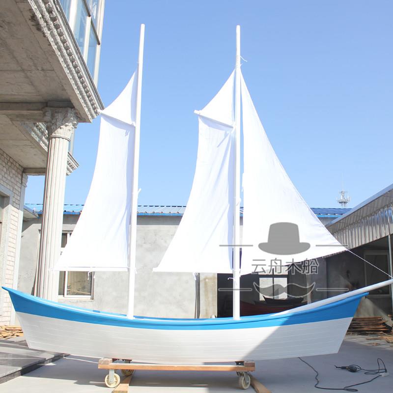 帆船欧式木船景观船摄影道具船公园景区商场装饰船地中海大型真船