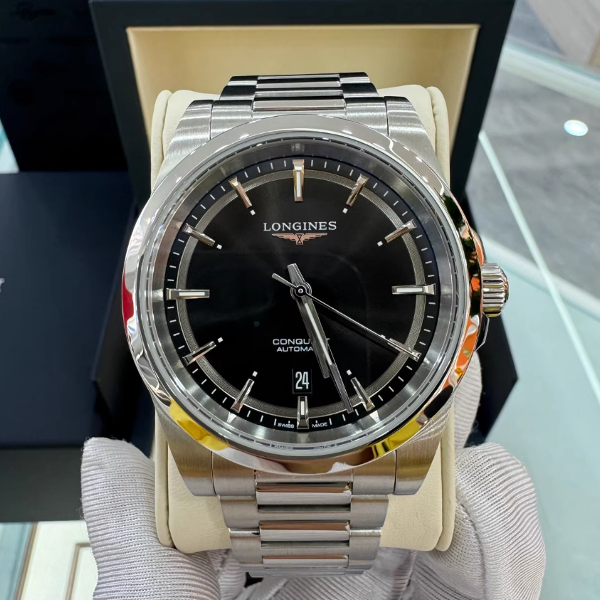 盒证[9.8新]浪琴康卡斯精钢自动机械腕表41MM男表L3.830.4.52.6