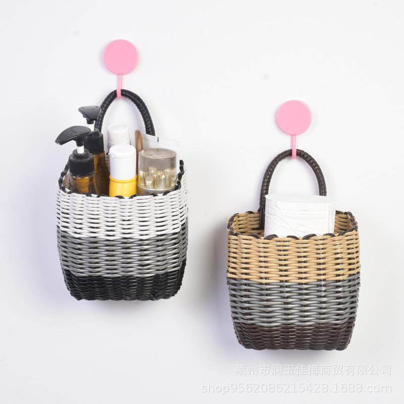塑料编织购物篮手提菜篮子宠物框买菜洗澡篮浴室藤编浴筐收纳野餐