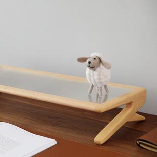 黑胡桃实木台式电脑增高架显示器桌面垫高木质支架底座整理置物架