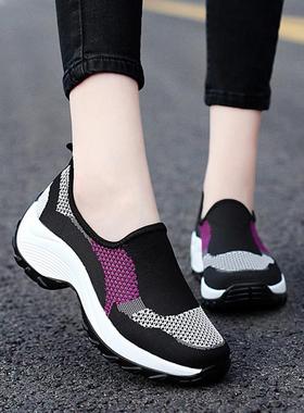 正品2024季厚底老北京布鞋一脚蹬旅游鞋闲女夏士休运动妈妈鞋摇摇