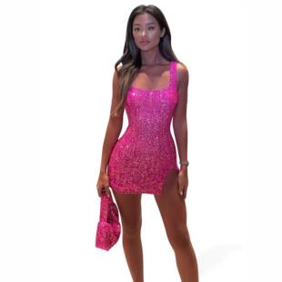 Centerfold Sequin Dress Pink Mini