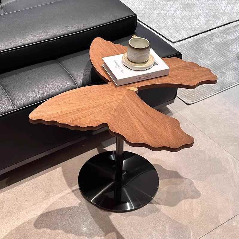 创意蝴蝶边几新中式复古落地桌子移动阳台卧室家用客厅沙发小茶几