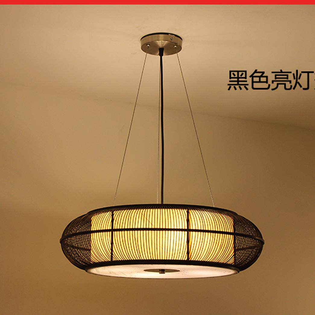 中式竹编吊灯 简约民宿酒店大堂圆形竹艺吊灯 现代客厅书房竹灯笼