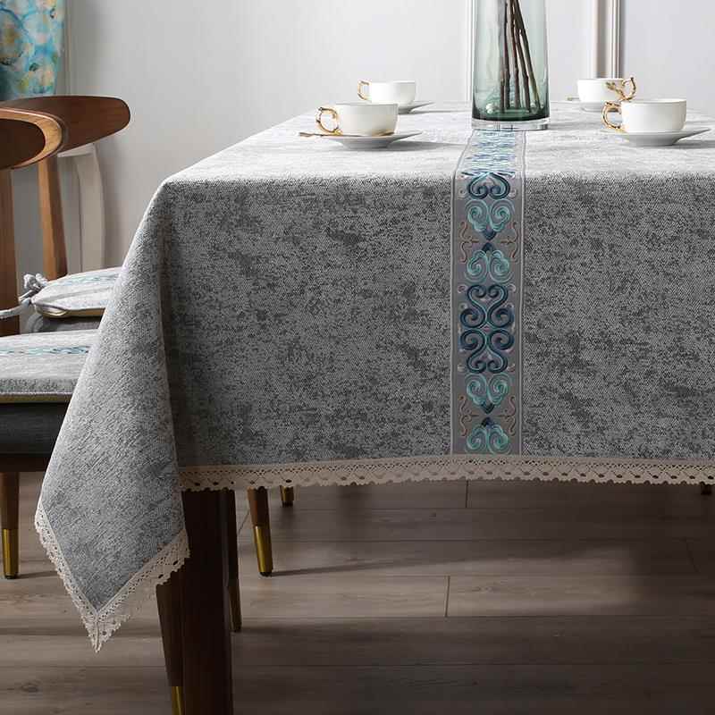 正品桌布布艺奢刺绣新式现轻代简约中茶几台布桌长方形高端高级感