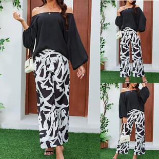 Women's suit with long sleeves, sloping shoulders, top,