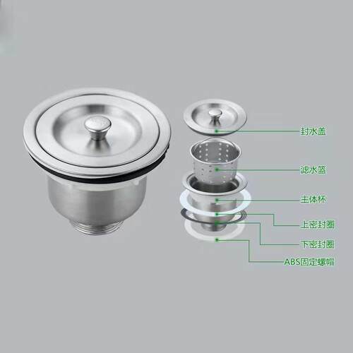 厂家水槽下水配件全套不锈钢双槽槽下水头下水过滤篮管配件