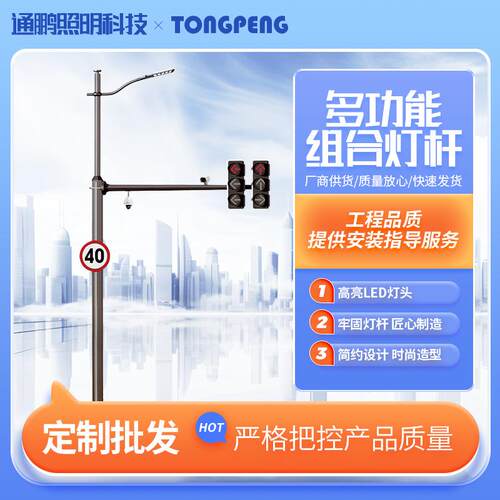 综合共杆多功能组合路灯交通标志牌杆LED路灯带监控交通信号灯