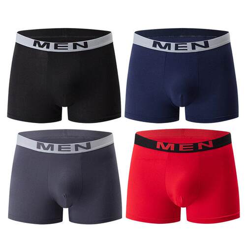 Men Colorblock Letter Tape Boxer Brief Comfortable
