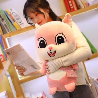 背包小松鼠娃娃豆豆松鼠娃娃毛绒玩具枕头可爱抖音同样的礼物布娃