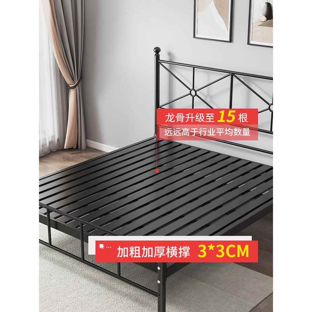 欧铁艺床双人床现代约1式.米简易床1.GDM2m员工床5加厚1.8单简层