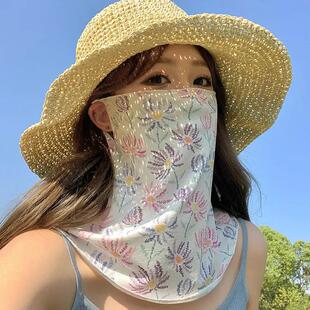 2026新款高档花花夏季防晒面罩女款护颈全脸防紫外线挂耳防晒脖套
