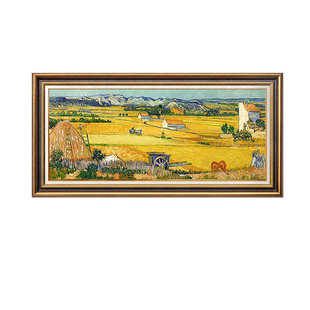 梵高丰收肌理油画欧式客厅风景壁画美式挂画麦田装饰画名画大尺寸