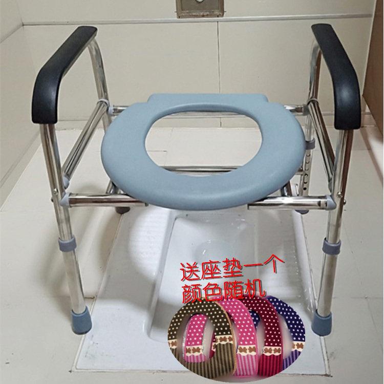 便蹲厕用妇坐THA便椅人坐器便携孕式移动马桶简易不锈钢老厕所凳