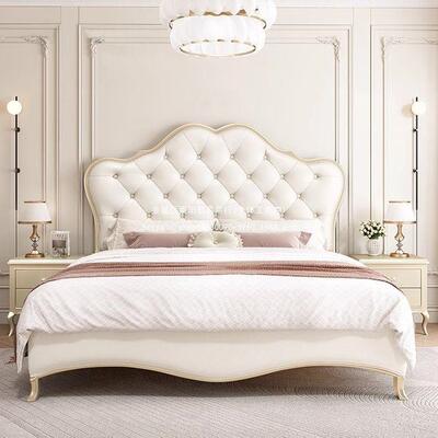 美式实木米床轻奢床1.5现代ajj10213简约主卧双床1.8人风奶油法式