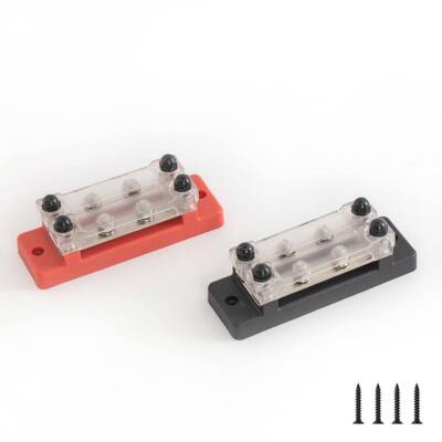 8位双排房车游艇汇线排36V150A大电流Bus Bar铜螺栓M6接线排红黑