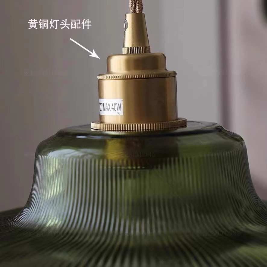 黄铜条纹玻璃吊灯北欧风餐厅吧台阳台酒吧咖啡厅个性极简单头吊灯