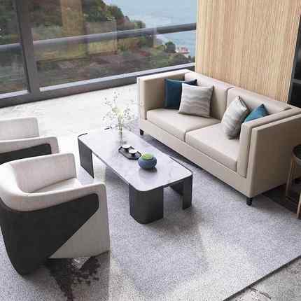 现代样品屋展示中心简约洽谈区沙发酒店大堂接待区美容院VIP会客