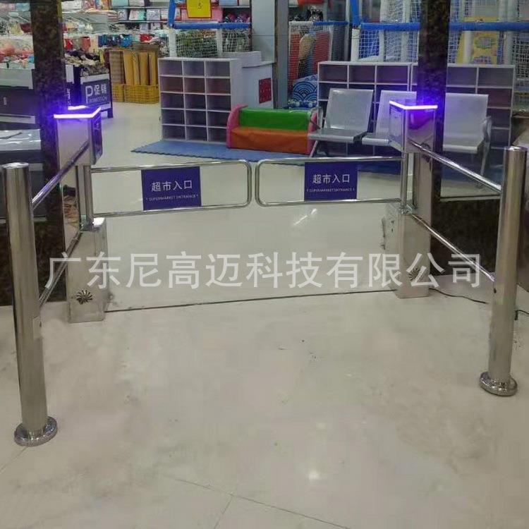 超市进出口器单向门不锈钢方柱摆闸圆柱式禁行门十字旋转单项道闸